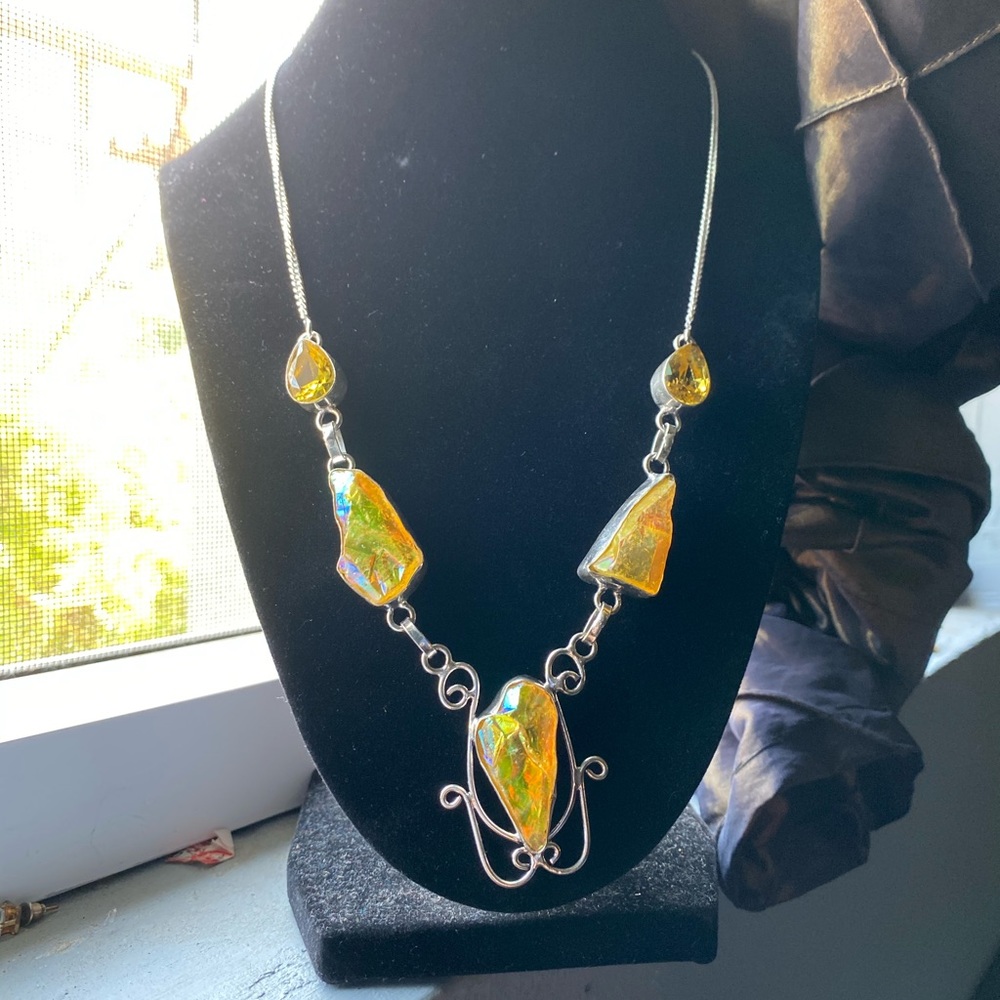 CRYSTAL TITANIUM 925 SILVER PLATED NECKLACE
